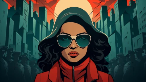 Woman in Red Hoodie Comic Illustration