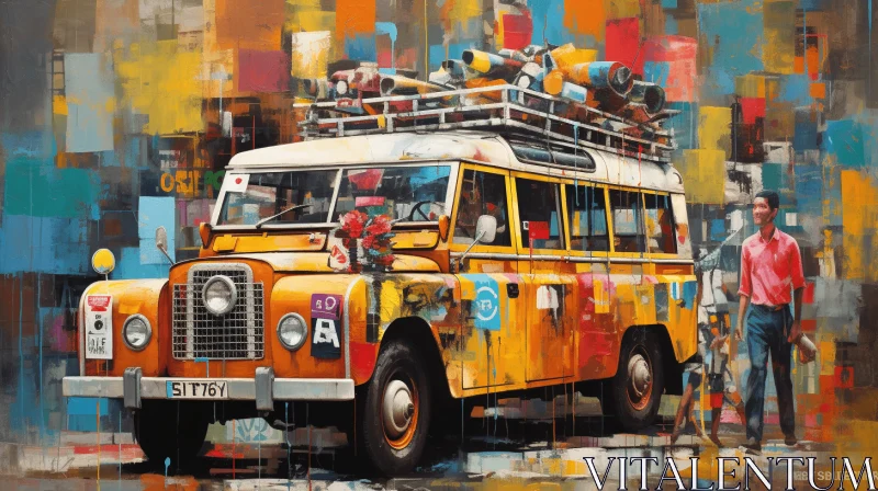 AI ART Colorful Red Land Rover Painting | Urban Exploration Art