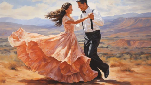 Dance in the Desert - Man and Woman - Realistic Painting