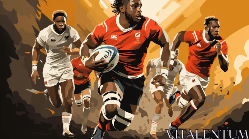 Exciting Rugby Match Illustration AI Image