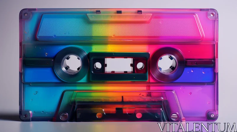 Rainbow Gradient Retro Audio Cassette Tape AI Image
