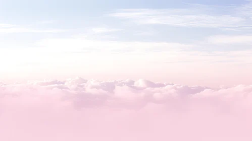Tranquil Pink and Blue Sky with Fluffy Clouds