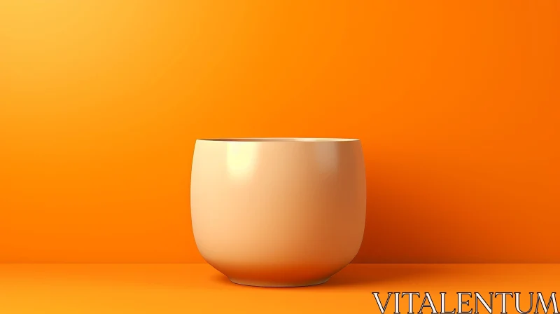 Beige Ceramic Pot on Smooth Background AI Image