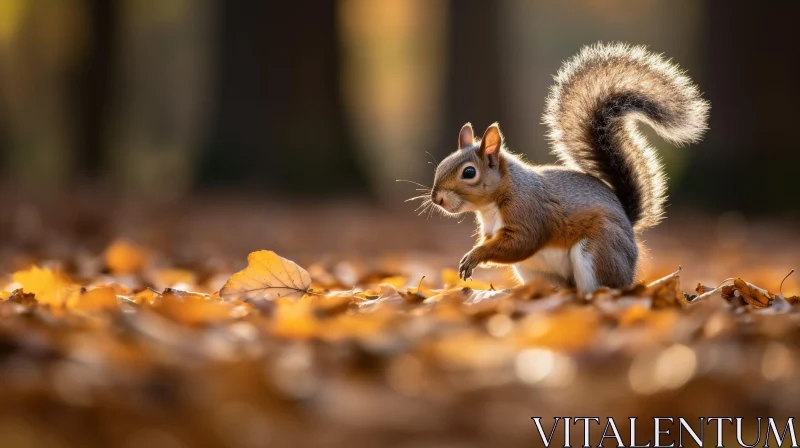 Brown and Gray Squirrel in Forest AI Image
