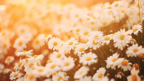 Field of Daisies at Sunset - Close-up Floral Photography