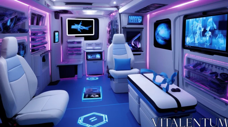 Futuristic Ambulance Interior with Medical Team AI Image