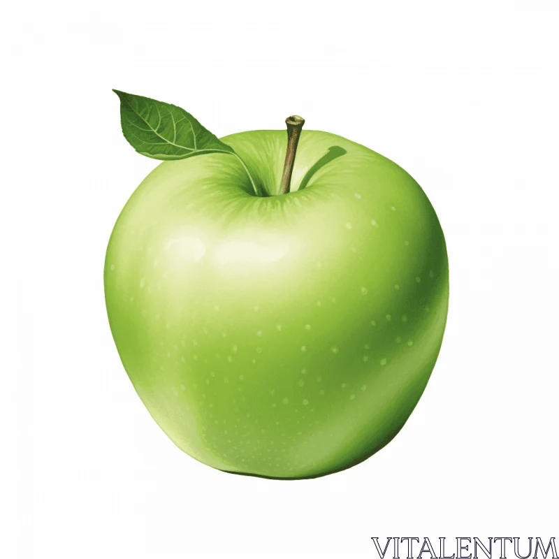 Green Apple Vector Design - Photorealistic Detail and Shading AI Image