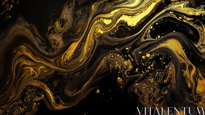 Black and Gold Liquid Swirl | Abstract Art AI Image