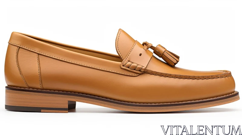 Brown Leather Loafer with Tassel - Stylish Footwear AI Image