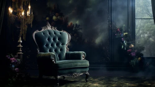 Dark and Moody Room with Green Armchair