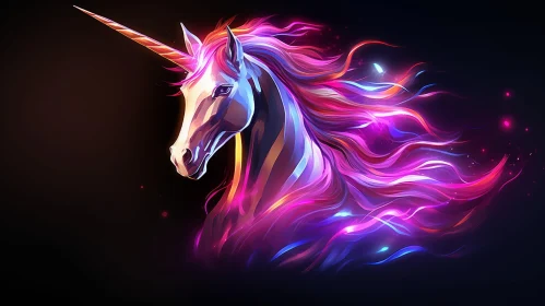 Enchanting Unicorn Digital Painting in Profile