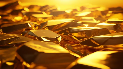 Glowing Gold Nuggets Render - Realistic 3D Image