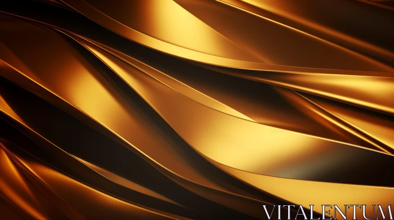 Gold Metallic Surface 3D Rendering | Abstract Futuristic Design AI Image