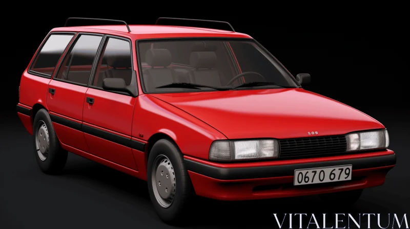 Intricate and Realistic Red Station Wagon Car | Hyper-Detailed Rendering AI Image