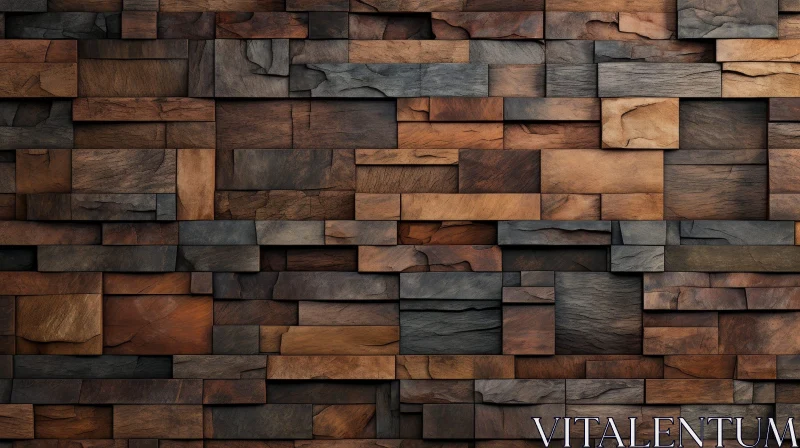 AI ART Rustic Wooden Wall with Textured Blocks