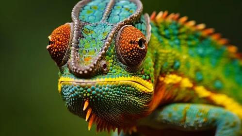 Colorful Chameleon Close-Up in Nature