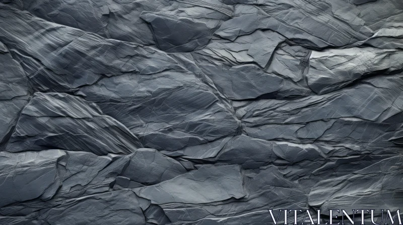 Intricate Dark Grey Rock Face Close-Up Photo AI Image