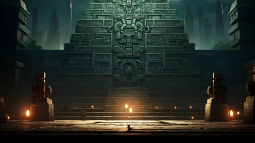 Mayan Temple in Jungle - Digital Rendering