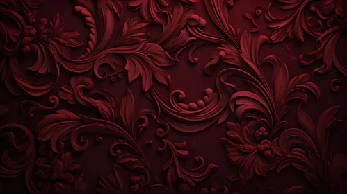 Red Damask Floral Pattern | Seamless 3D Rendering