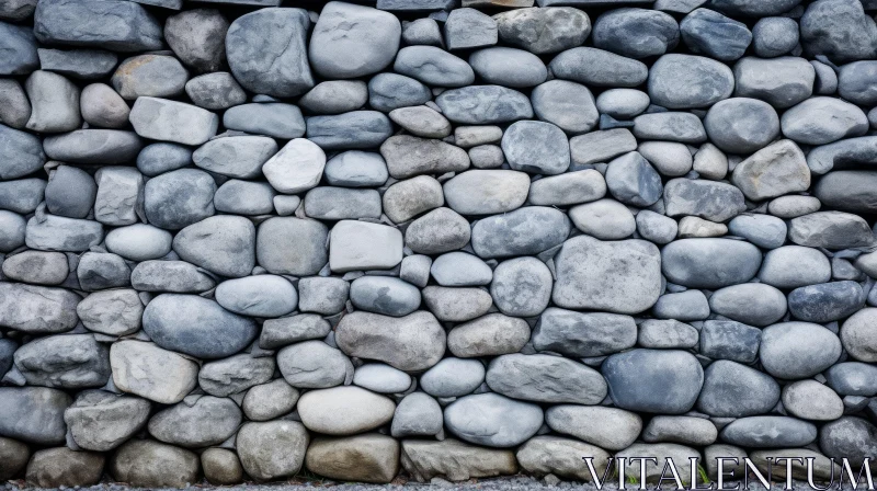 Rounded Stone Wall - Gray and White Stones - Dry Stone Structure AI Image