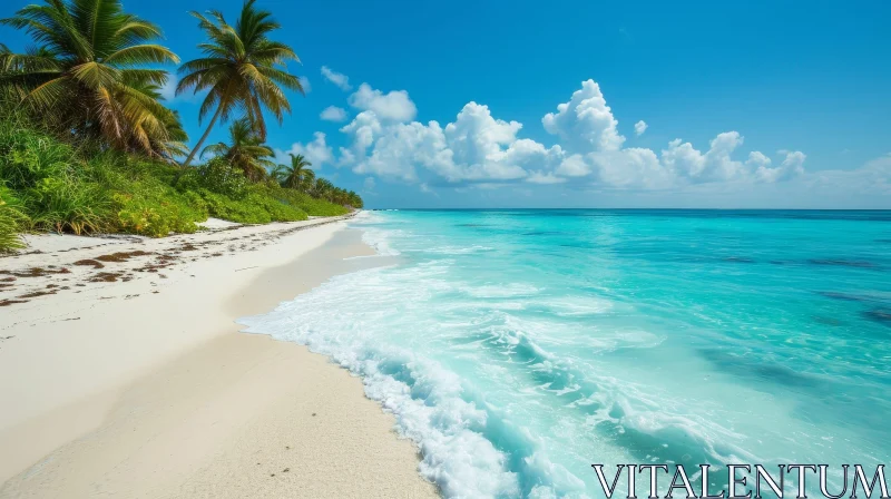 Tranquil Beach Scene in the Caribbean AI Image