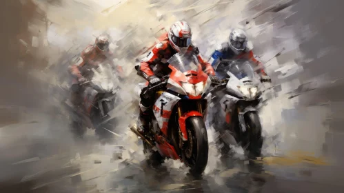Dynamic Motorcycle Racing Painting - Speed and Excitement Captured