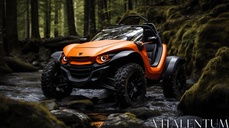 Orange All Terrain Vehicle in White Tree Forest | Nature-Inspired Design AI Image
