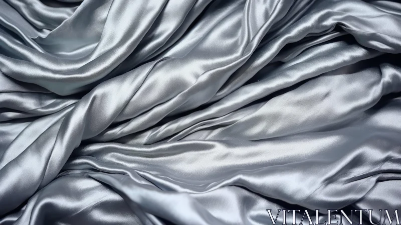 AI ART Silver Silk Fabric Close-Up - Textured Metallic Elegance