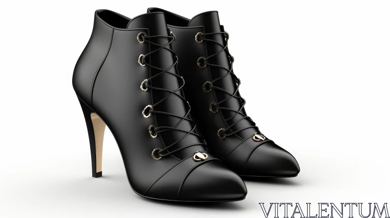 Stylish Black Leather Boots with Gold Eyelets - Fashion Statement AI Image