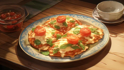 Delicious Pizza Plate on Wooden Table