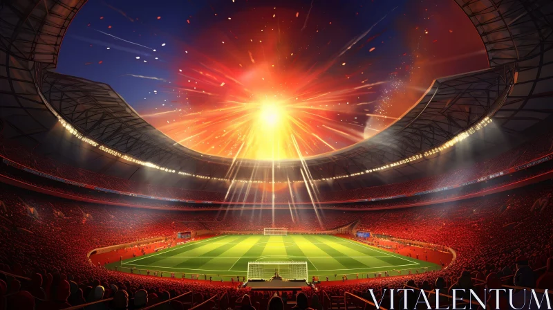 Exciting Football Stadium Digital Painting AI Image