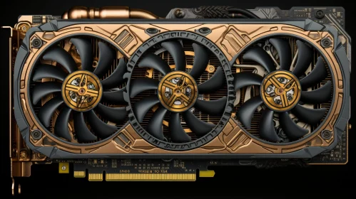 Gold and Black Computer Graphics Card with Fans