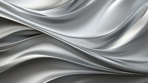Luxurious Silver Silk Fabric with Gentle Waves