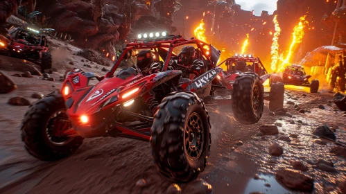 Off-Road Vehicle Racing in Fiery Canyon