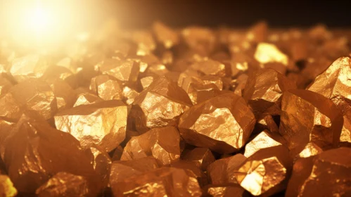 Shimmering Gold Nugget Pile - Close-Up View