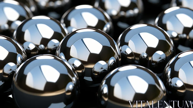Shiny Metallic Balls Close-Up AI Image