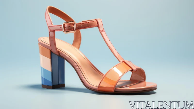 Stylish Pink High-Heeled Sandals with Multicolored Heel AI Image