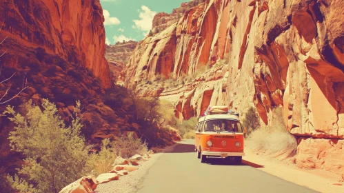 Vintage Volkswagen Bus Adventure in Canyon