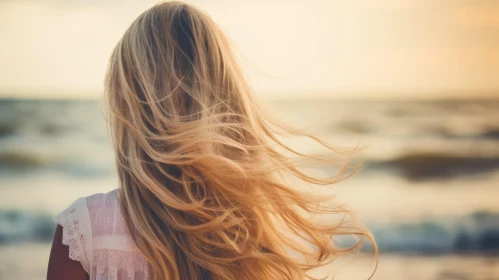 Young Woman at Sunset in White Dress