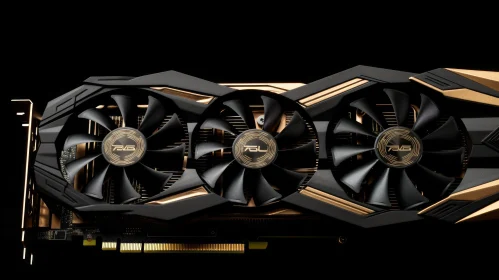 Black and Gold Graphics Card with Three Fans