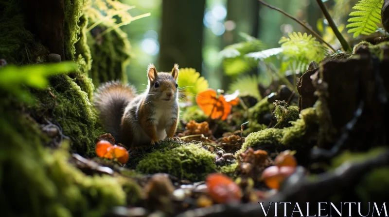 Curious Squirrel in Natural Habitat AI Image