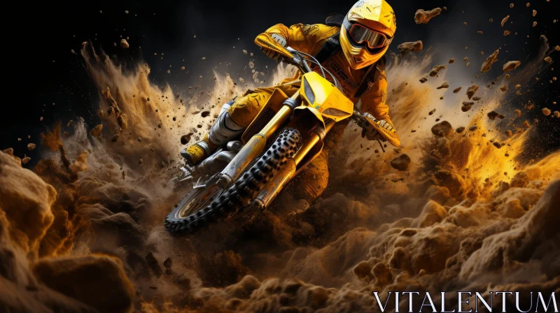 AI ART Extreme Sports: Dirt Bike Rider Jumps Over Sand Dune