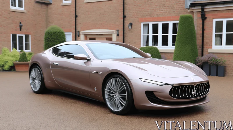 Maserati Quadrifoglio Concept Car: Retro Hollywood Glamour in Light Bronze and Pink AI Image