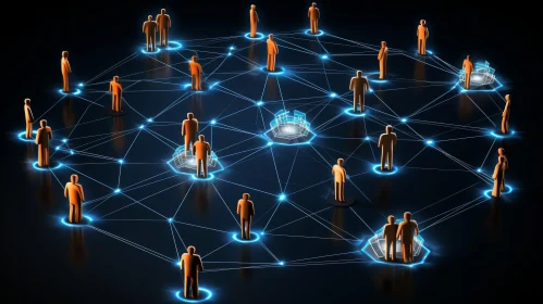 Modern Communication: 3D Social Network Illustration