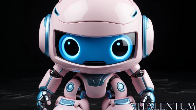 Pink Robot with Blue Eyes - Stock Photo AI Image