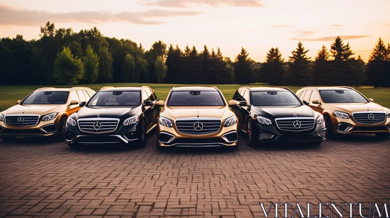 Black Mercedes-Benz Cars in Forest Setting AI Image