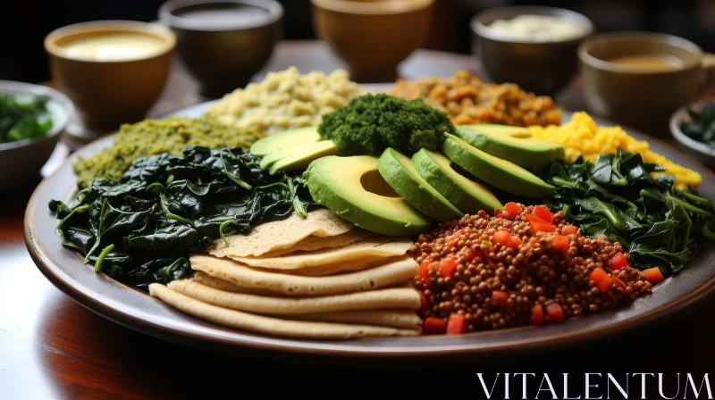 Delicious Ethiopian Food Plate Close-Up AI Image