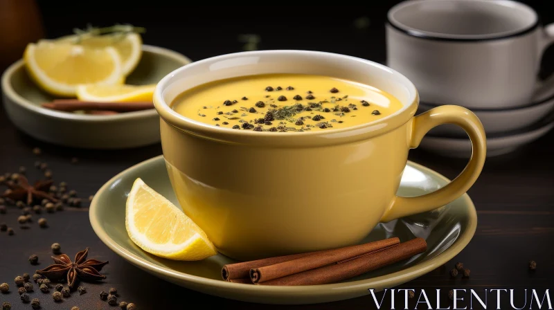 Delicious Hot Soup with Lemon and Spices AI Image