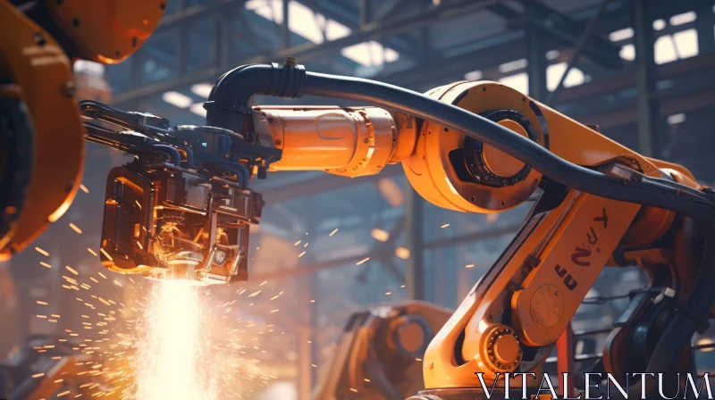 Metal Welding Robot in Action AI Image