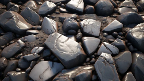 Shiny Wet Rocks Close-Up